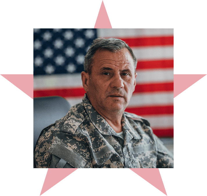 Military man in camouflage uniform